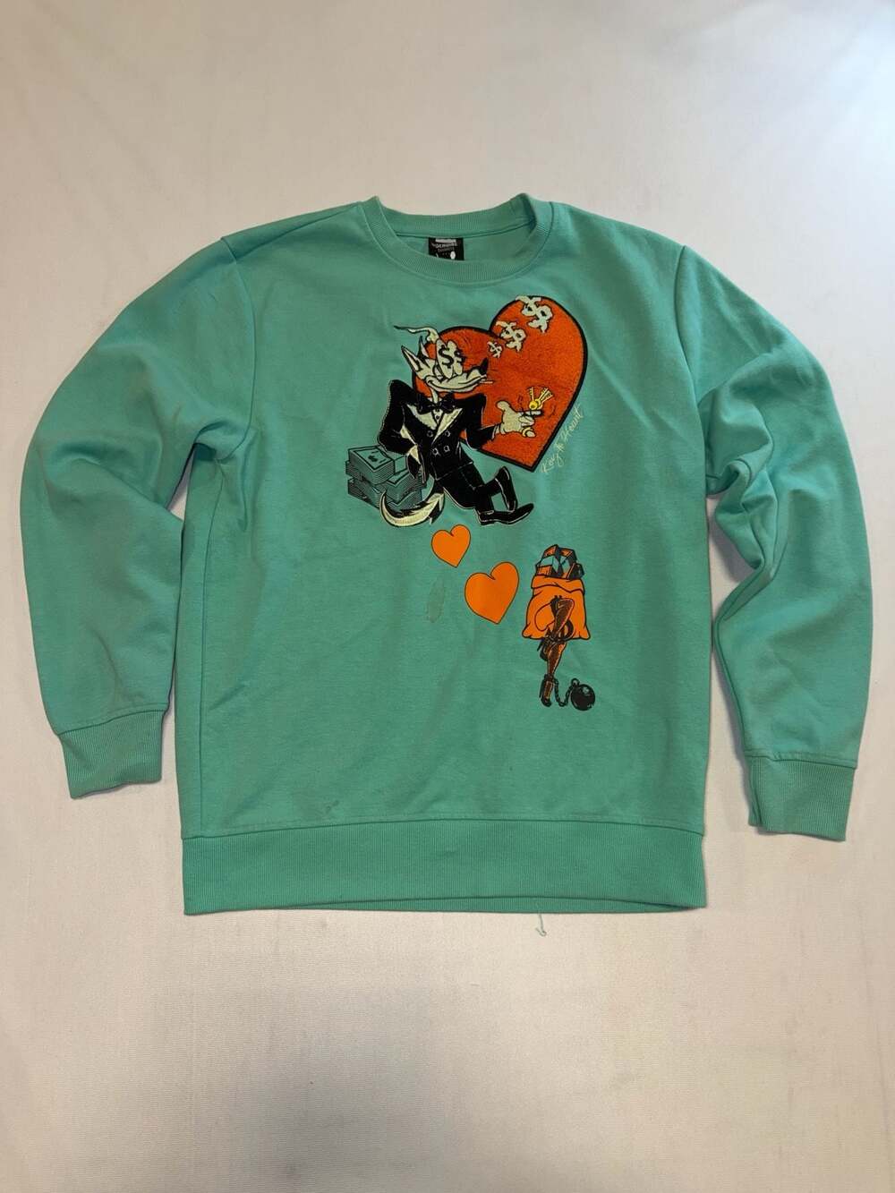 Genuine Artistic Looney Tunes Style Wile E. Coyote Money Motif Embroidered